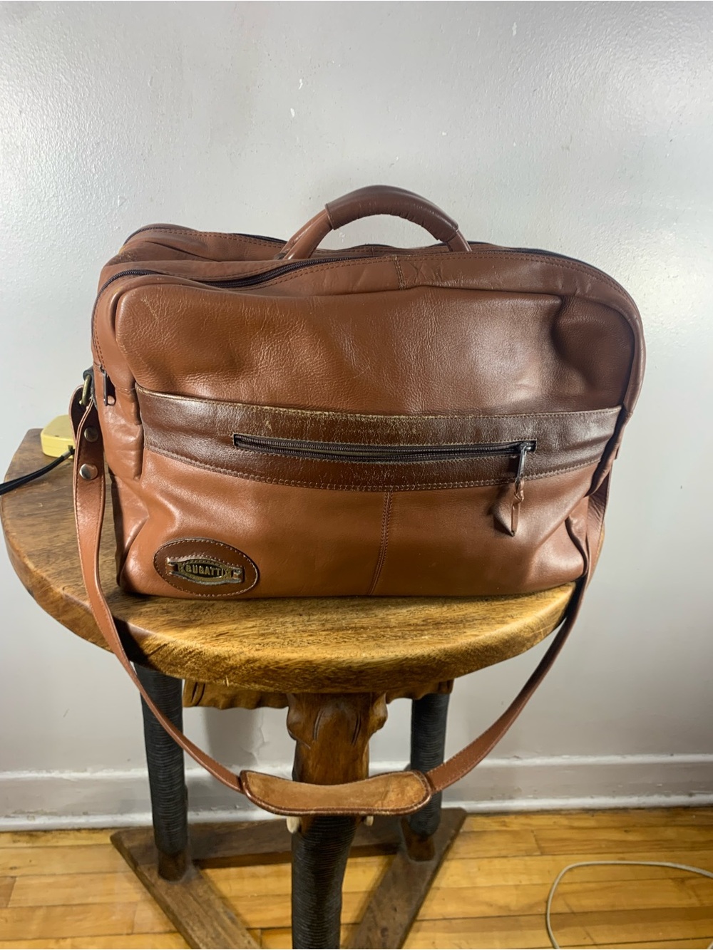 Vintage 70s Bugatti sports travel weekender Unisex leather bag